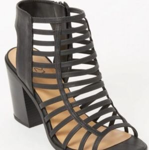 Black Strappy Cutout Heels- Size 7